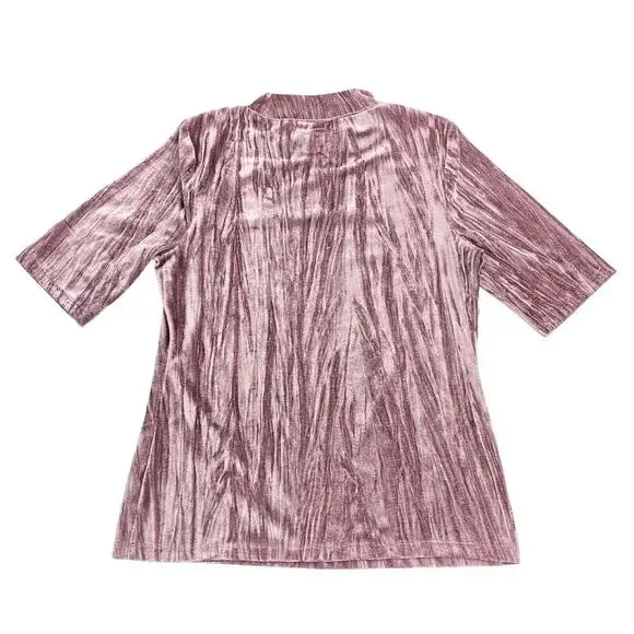 PILCRO Anthropologie Velveteen Mock Neck Top Sz Small Pink - Picture 8 of 8